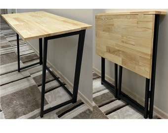 Solid Wood Foldable Murphy Table: Portable Desk, Space Saving Console