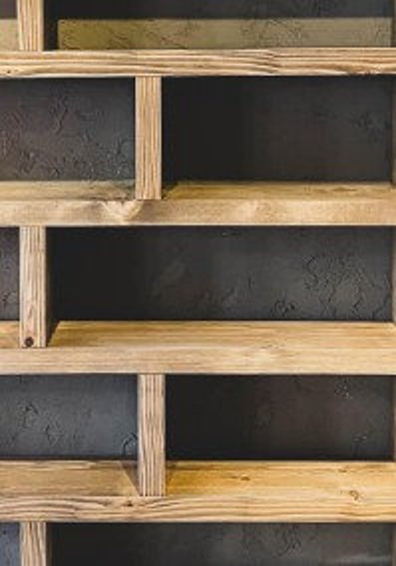 Customizable Solid Wood Bookcase - Wooden Rustic Design Bookshelf - Massive Large Library image 3