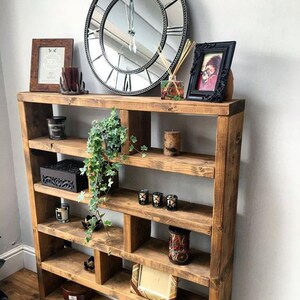 Customizable Solid Wood Bookcase - Wooden Rustic Design Bookshelf - Massive Large Library image 4