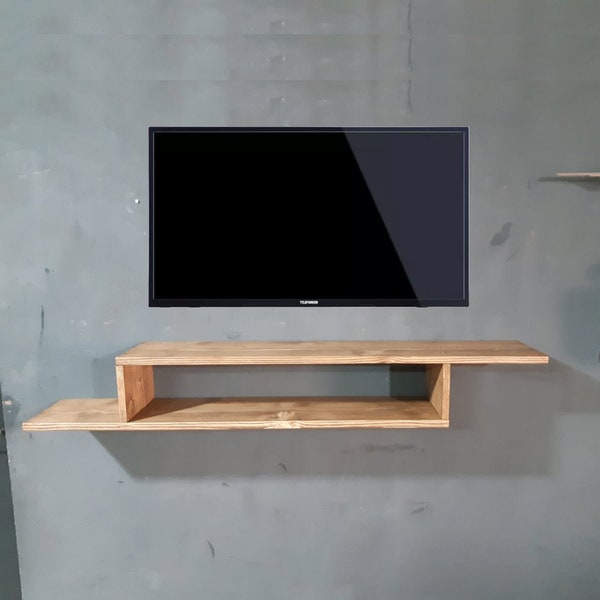 Wall Mounted Wood Tv Stand Etsy
