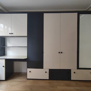 Custom Large MDF Wardrobe with Desk: Modern Bedroom Furniture Set