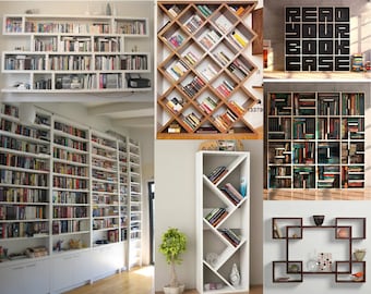 Customizable Design Bookshelf - Decorative Wooden Bookcase - Solid Wood Custom Floating Book Storage