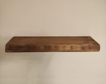 Étagère murale flottante en bois - Support de chevet en bois massif pour chambre à coucher - Table de chevet simple fixée au mur - Petit lit de fleurs