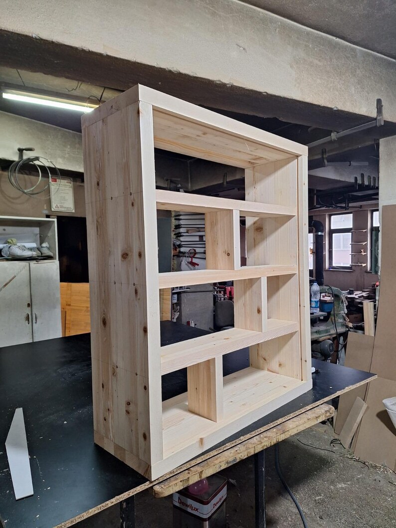 Customizable Solid Wood Bookcase - Wooden Rustic Design Bookshelf - Massive Large Library image 7
