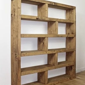 Customizable Solid Wood Bookcase - Wooden Rustic Design Bookshelf ...