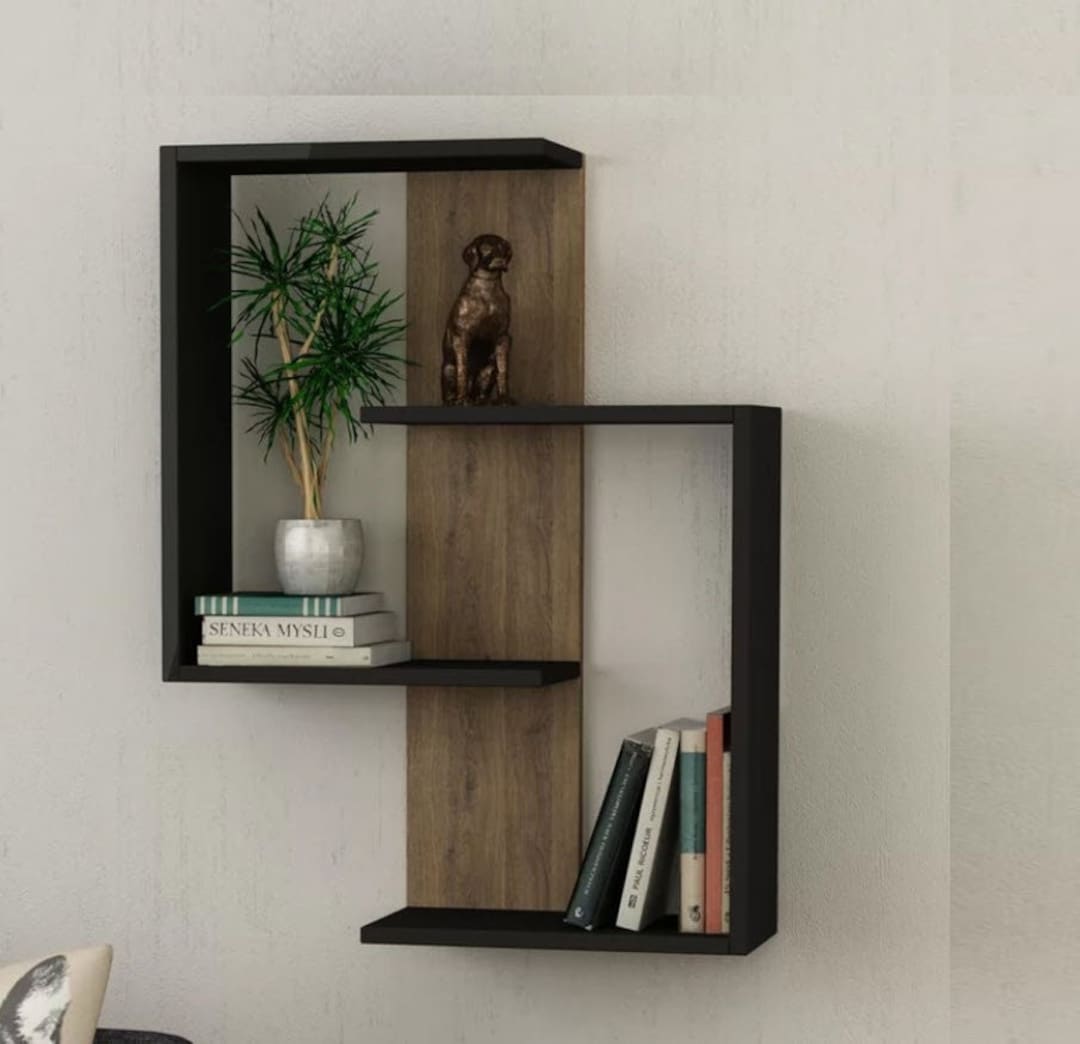 Modern Wall Mounted Rack - Wooden Decorative Shelf - Solid Wood Small ...