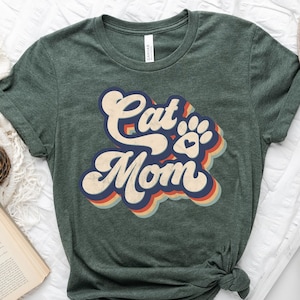 90-talets retro roliga kattmamma-t-shirt, retro rolig kattmamma-tröja, kattmamma kattälskare-present, kattmamma i retrostil med grafisk t-shirt bild 1
