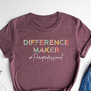 Verschil maker shirt, shirt para-leraar, T-shirt schoolbegeleider, T-shirt luipaard leraar, paraprofessional cadeau, cadeau leraar waardering