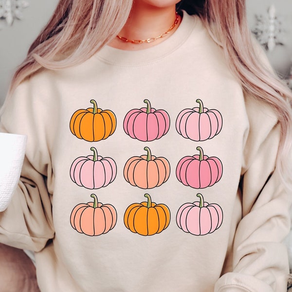 Pink Pumpkin Sweatshirt, Pumpkin Patch Sweatshirt, Thanksgiving Pumpkin Hoodie, Fall Crewneck, Pumpkin Season Sweater, Autumn Harvest Hoodie