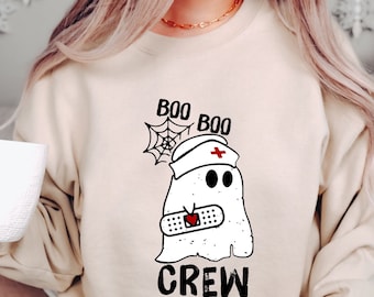 Boo Boo Crew Shirt Gift For Nurses, Nicu Nurse Gift Ghost Tshirt,Spooky Clothing,Spider Web Tee,Boo Shirt, Nurse Fall Tee,Halloween Crewneck