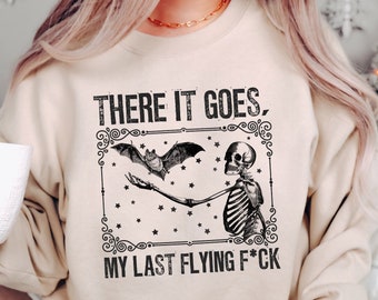 Ecco che arriva la mia ultima maglietta Flying F*ck, maglietta scheletro di Halloween, maglietta scheletro sarcastico, maglietta scheletro stagione spettrale, maglietta con detto divertente