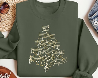 Christmas Tree Music Sweatshirt, Music Note Tree Sweater, Music Lover Christmas Gift, Musician Mother Gift Shirt, Christmas Vibes T-Shirt