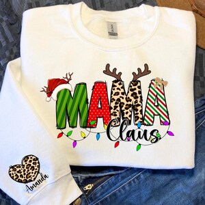 Benutzerdefinierte Mama Claus Sweatshirt, Mama mit Kind Name Sweatshirt, personalisierte Mama Sweatshirt, benutzerdefinierte Weihnachten Sweatshirt Mama Claus