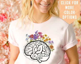 Wildflower Brain Anatomy Shirt Gift For Neurologist, Floral Brain Shirt, Anatomical Layout Brain T-Shirt,Neurology Clothign