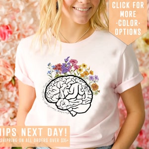 Wildflower Brain Anatomy Shirt Gift For Neurologist, Floral Brain Shirt, Anatomical Layout Brain T-Shirt,Neurology Clothign