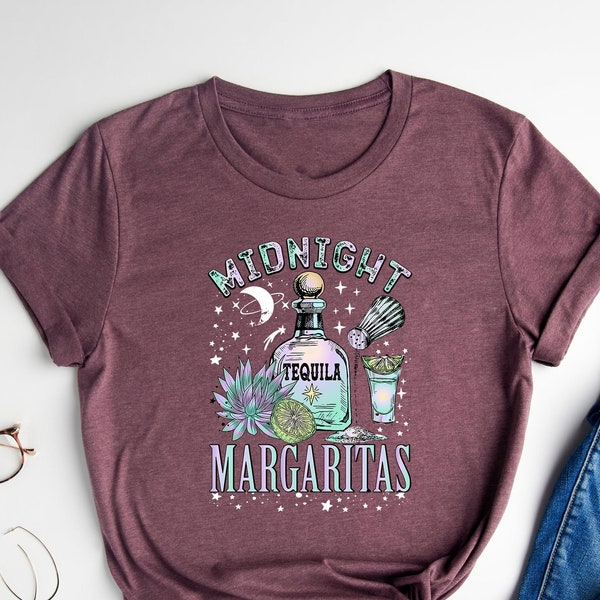 Midnight Margaritas Shirt Gift For Witchy Women, Halloween Party Tee, Spooky Tshirt, Witchy Clothing, Witchy Aesthetic Gift, Tequila Shirt