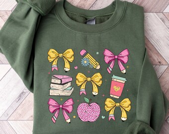 Cute Teacher Shirts Coquette School TShirt, Teacher Coquette Pink Bow,  Back To School ,Teacher Coquette Pink Bow, Cute Teacher Shirts