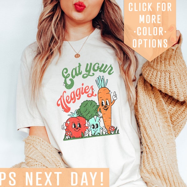 Eat Your Veggies Shirt Gift For Vegans, Retro Vegetarian Shirt, Veggie Aesthetic Tee, Vintage Herbivore Sweatshirt, Funny Vegetables Shirt