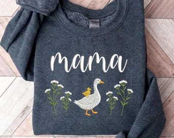 Mama Goose Embroidered Sweatshirt, Mama Goose Embriodery Sweatshirt, Mothers Day Gift, Mama Sweatshirt, New Mom Gift