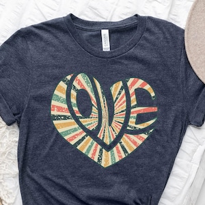 Retro Love Shirt, Boho Love Shirt, Love Shirt, Valentines Day Gift, Heart Sweater, Heart Love Shirt, Cute Valentines Tee, Cute Love Shirt