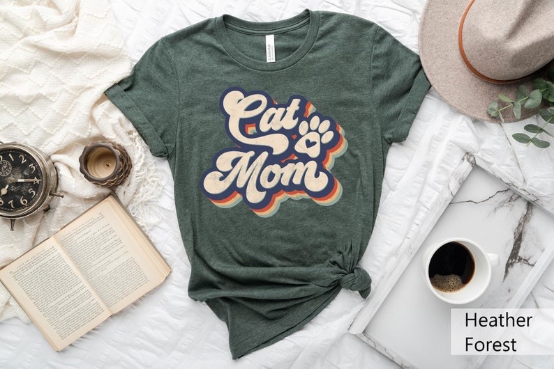90-talets retro roliga kattmamma-t-shirt, retro rolig kattmamma-tröja, kattmamma kattälskare-present, kattmamma i retrostil med grafisk t-shirt bild 1