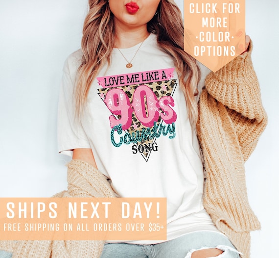Love Me Like A 90s Country Song Shirt Gift For Country Music Lover, Leopard Western Shirt, Leopard Clothing, 90s Aesthetic, Cowgirl Shirt