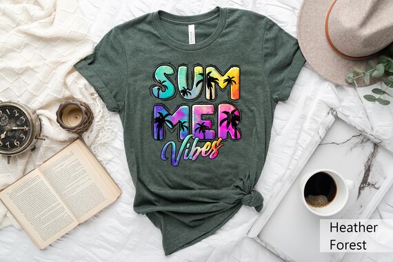 Summer Vibes Shirt, Rainbow Summer Shirt, Palm Shirt, Travel Shirt, Beach Summer Shirt, Summer Season Shirt, Vacation Shirt, Summer Tee