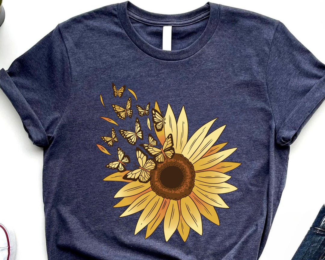Sunflower Butterfly Men's Short Sleeve Shirt