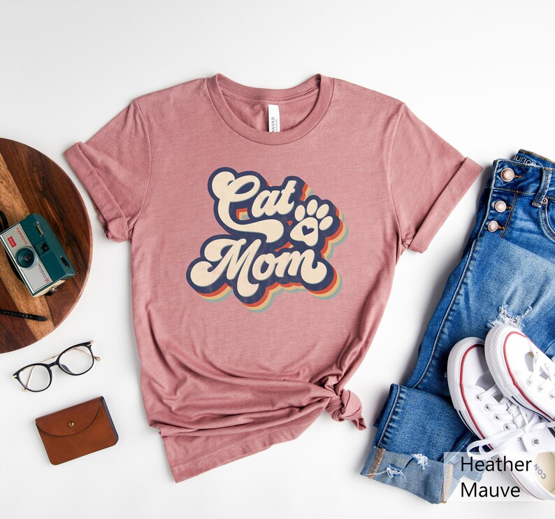 90-talets retro roliga kattmamma-t-shirt, retro rolig kattmamma-tröja, kattmamma kattälskare-present, kattmamma i retrostil med grafisk t-shirt bild 5