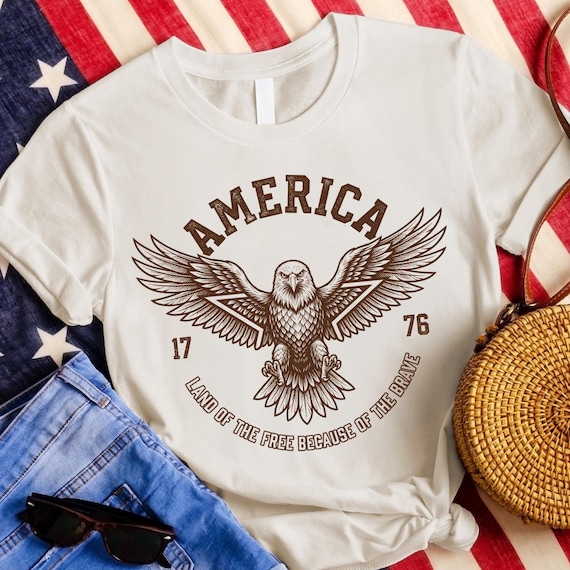 American Eagle Shirt, Land Of The Free Because Of The Brave Shirt, Retro Style 4th Of July Shirt, 1776-2026 T-Shirt, Patriotic Shirt