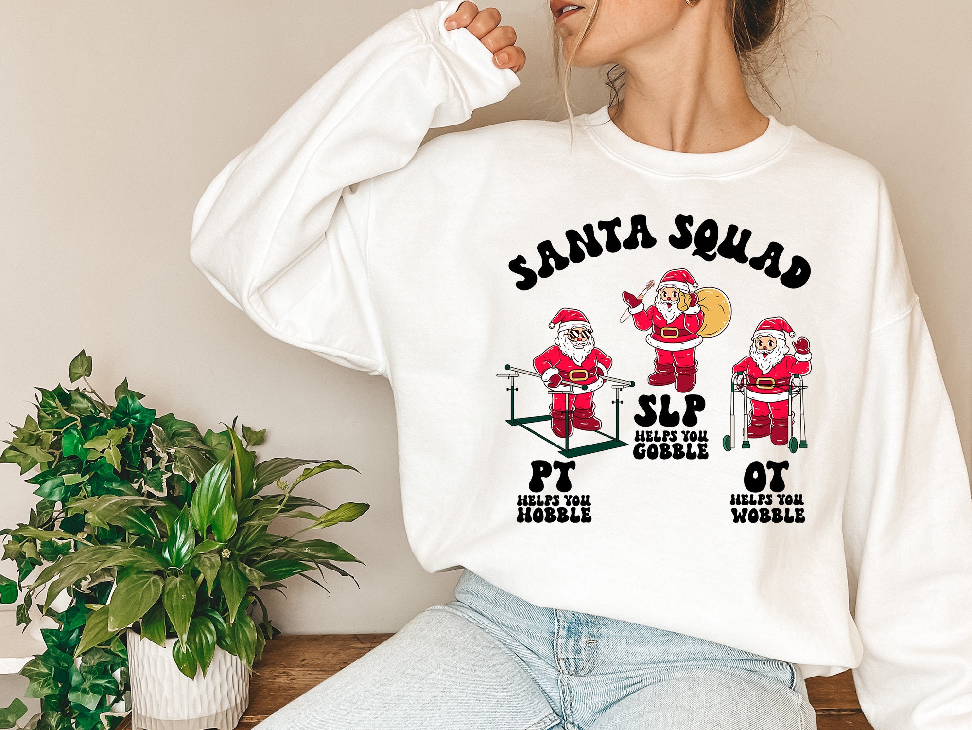 Santa Squad Sweatshirt Gift for Speech Pathologist, Therapy Squad Shirt ...