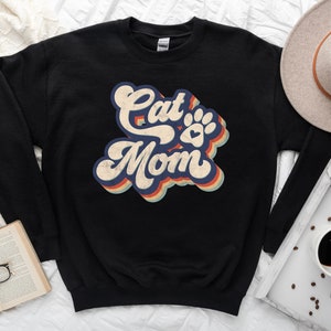 90-talets retro roliga kattmamma-t-shirt, retro rolig kattmamma-tröja, kattmamma kattälskare-present, kattmamma i retrostil med grafisk t-shirt bild 6