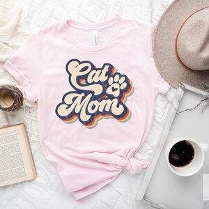 90-talets retro roliga kattmamma-t-shirt, retro rolig kattmamma-tröja, kattmamma kattälskare-present, kattmamma i retrostil med grafisk t-shirt bild 2