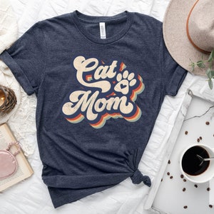 90-talets retro roliga kattmamma-t-shirt, retro rolig kattmamma-tröja, kattmamma kattälskare-present, kattmamma i retrostil med grafisk t-shirt bild 4