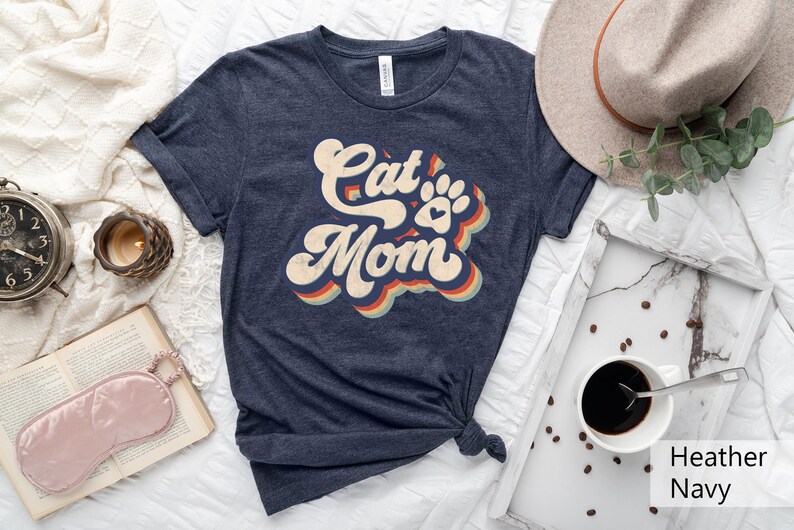 90-talets retro roliga kattmamma-t-shirt, retro rolig kattmamma-tröja, kattmamma kattälskare-present, kattmamma i retrostil med grafisk t-shirt bild 4