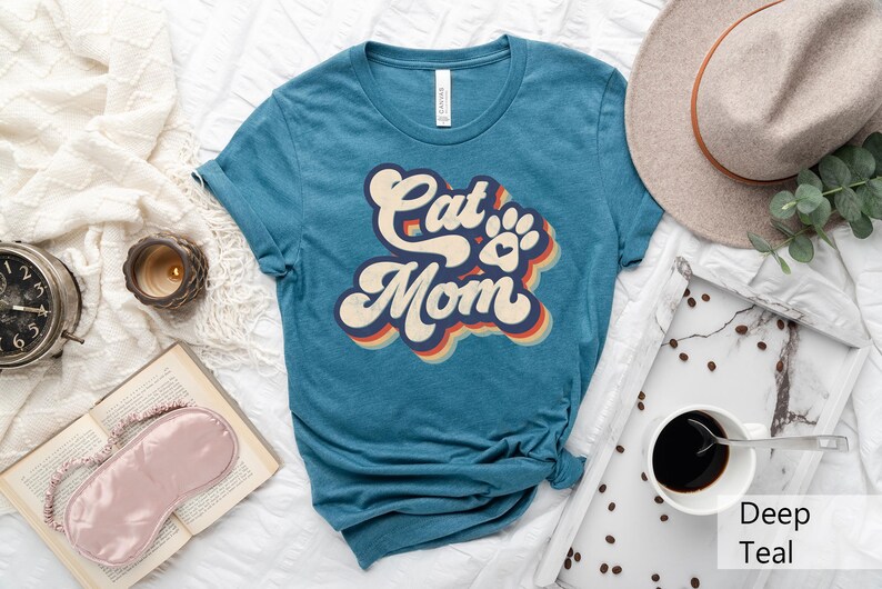 90-talets retro roliga kattmamma-t-shirt, retro rolig kattmamma-tröja, kattmamma kattälskare-present, kattmamma i retrostil med grafisk t-shirt bild 3
