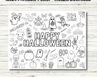 Halloween Coloring Poster: Spooky Activity Page for Kids and Adults (Digital Download)
