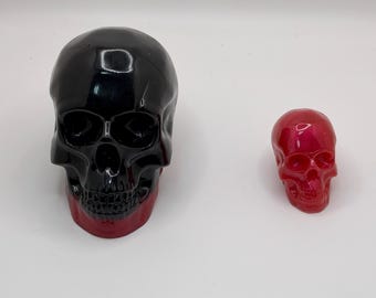 Colorful Resin Skull, Spooky Halloween Goth Decor, Desk Ornament
