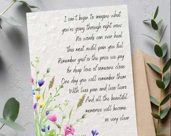 Sympathy Card Poem and Memory Keepsake Gift, Plantable Wildflower Seed Card, Bereavement Gift, Sorry For Your Loss, Sympathy Gift,