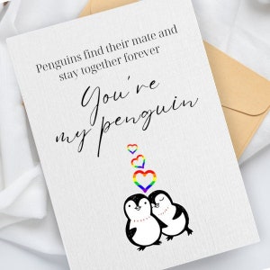 You’re My Penguin Valentines Card, LGBTQ, Lesbian, Gay, Same Sex Valentines Day, Card for Her, Wife Valentines, Husband Card