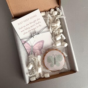 Butterfly Gift Card and Biscuit Gift | Pick Me Up Gift | Poem Card for Stress and Anxiety | Friendship Bracelet Gift Box