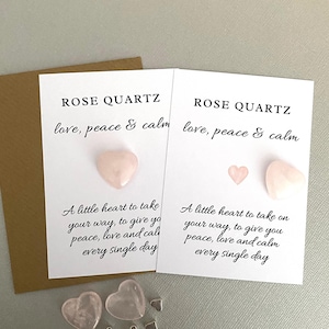 Rose Quartz Crystal Heart Keepsake, Get Well Soon Card, Gift of Love & Peace, Pick Me Up Gift, Thinking Of You Gift, Wellbeing Gift Card