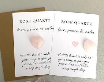 Rose Quartz Crystal Heart Keepsake, Wellbeing Gift Card