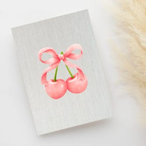 Cherry Coquette Bow Heart Card, Wedding, Anniversary, Valentines, Galentines Card, Bow Trend Card, Girlfriend, Fiancé, Love You, Wife