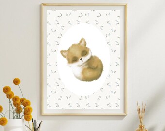 Woodland Sleepy Fox Wall Art Print | Cozy Forest Nursery Decor | Perfect for Children&#39;s Rooms | Nursery Decor | Cute Nursery Artwork