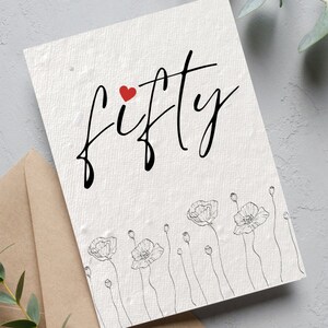 50th Birthday Card, Big 50 Birthday, Fifty Birthday Card, Fiftieth Birthday Gift, Card for Her, Sister, Friend, Mom Birthday Card