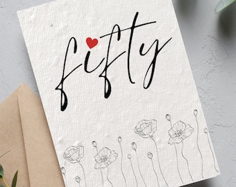 50th Birthday Card, Big 50 Birthday, Fifty Birthday Card, Fiftieth Birthday Gift, Card for Her, Sister, Friend, Mom Birthday Card