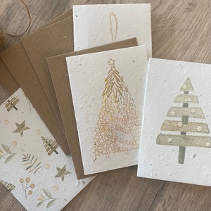 Rustic Christmas Tree Wildflower Plantable Seeded Card, Christmas Card Themes, Pack of 4, Eco-Friendly, Biogradable, A6 and Mini
