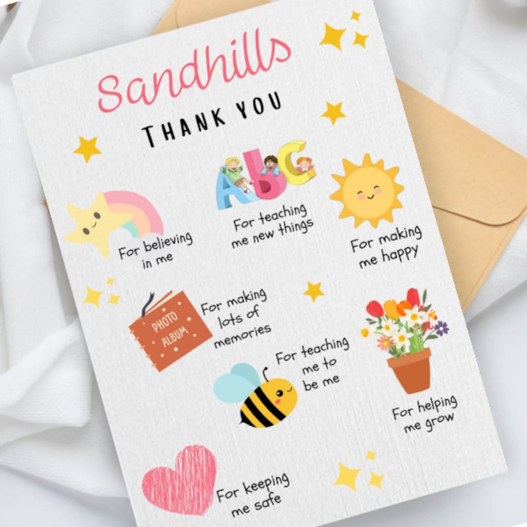 Personalised Thank You Nursery Teacher Card, Thank You Teacher, Card