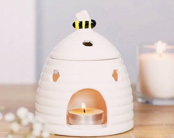 White Beehive Oil Burner and Wax Warmer, Wax Melt Burner, Bee Gifts